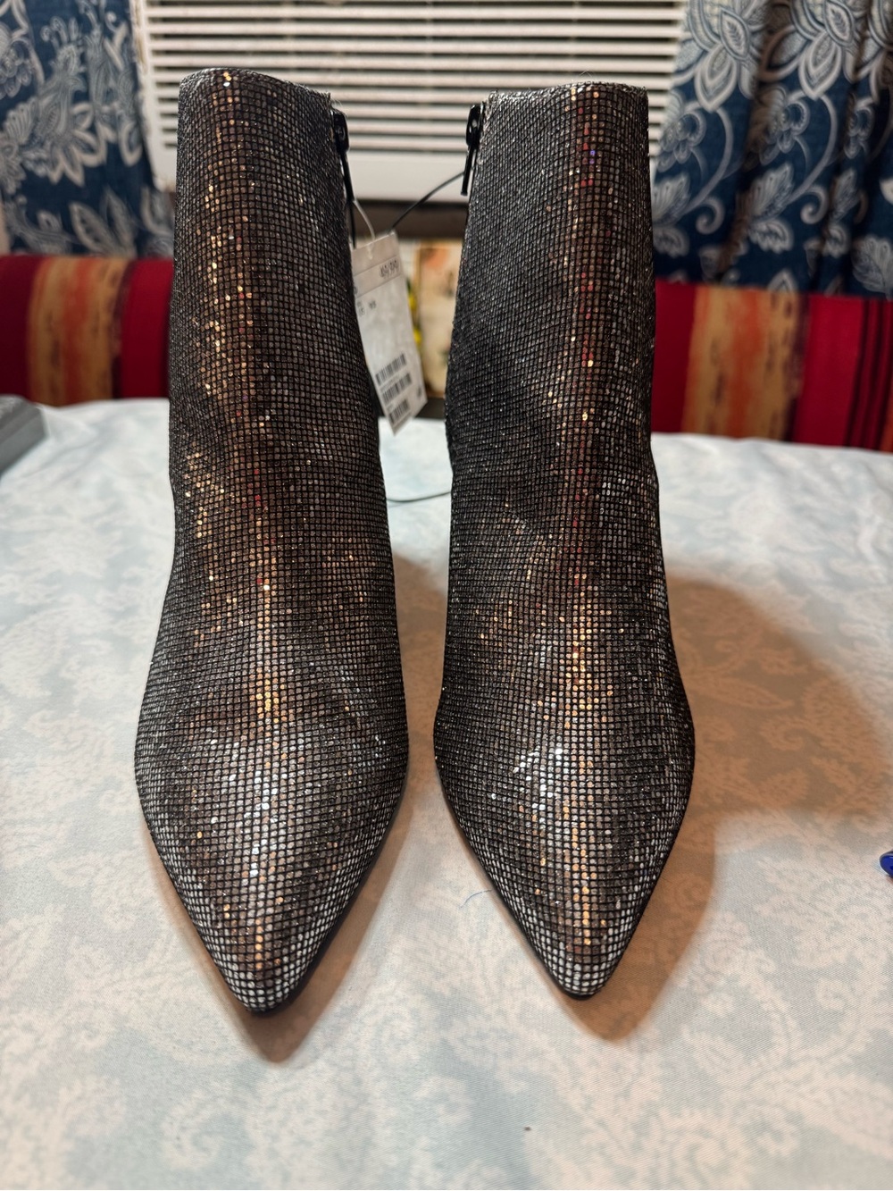 H&M Metallic Black Pointed Toe Ankle Boots